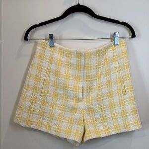 NWT Veronica Beard High Waist Yellow and White Tweed Shorts Jazmin Short Size 4